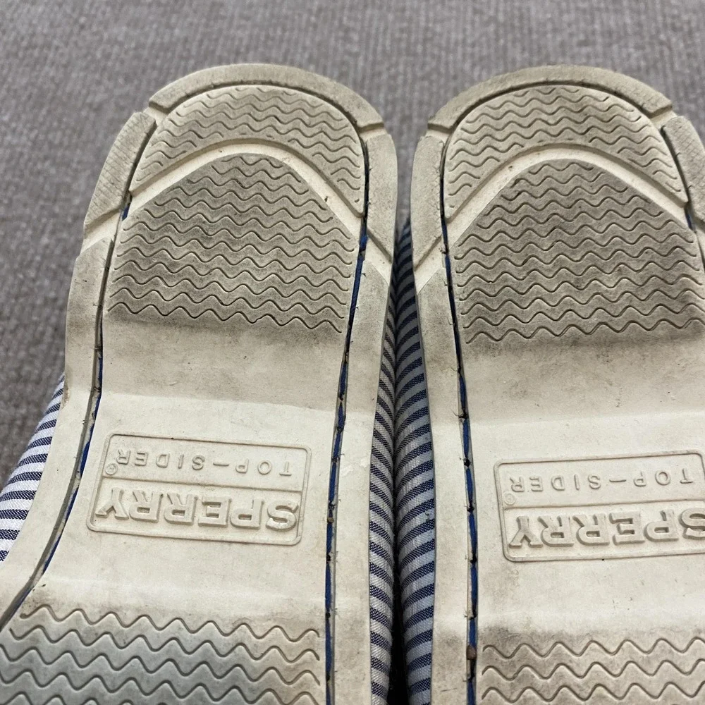 Sperry Top-Sider Shoes Mens Size 8 Blue Striped Canvas Boat Casual STS22036